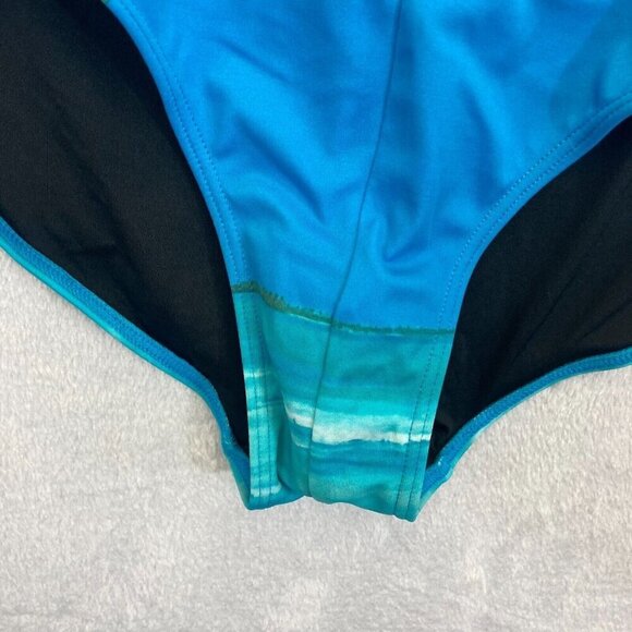 VICTORIA'S SECRET SWIM Cut-Out One-Piece Swimsuit Sz Small Blue Tropical Zip Up - Picture 12 of 16
